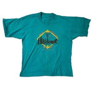 Vintage Single Stitch Destination Maine Horse and Wagon Fire Department T-shirt